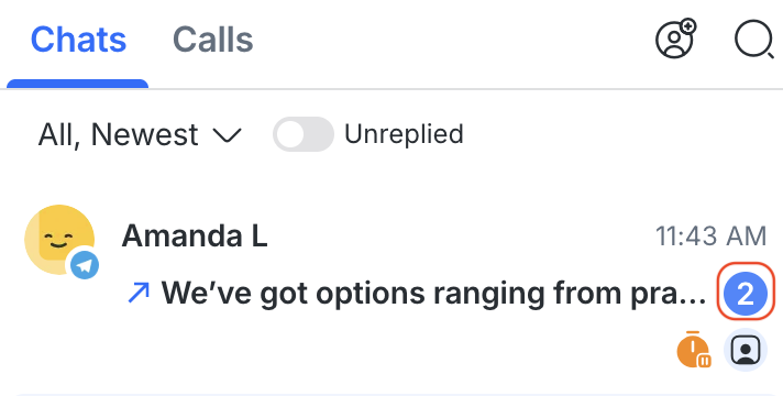 The unread count for unread messages in Inbox module.