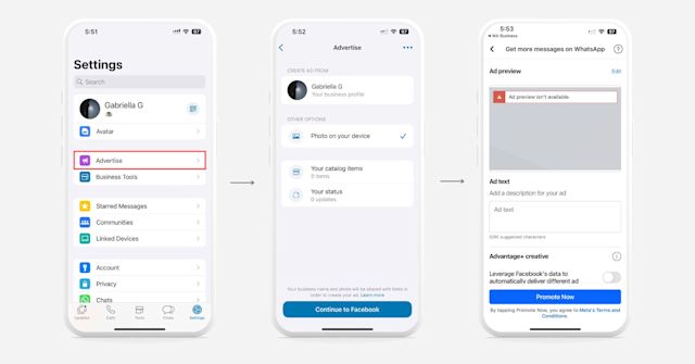 If you’re using an Android phone in select regions, you can create WhatsApp ads without a Facebook Page using your email address. Similar to creating ads with a Facebook account, these ads will appear on Facebook and Instagram. To create an ad on the WhatsApp Business app with a Facebook account, follow the steps in this blog.