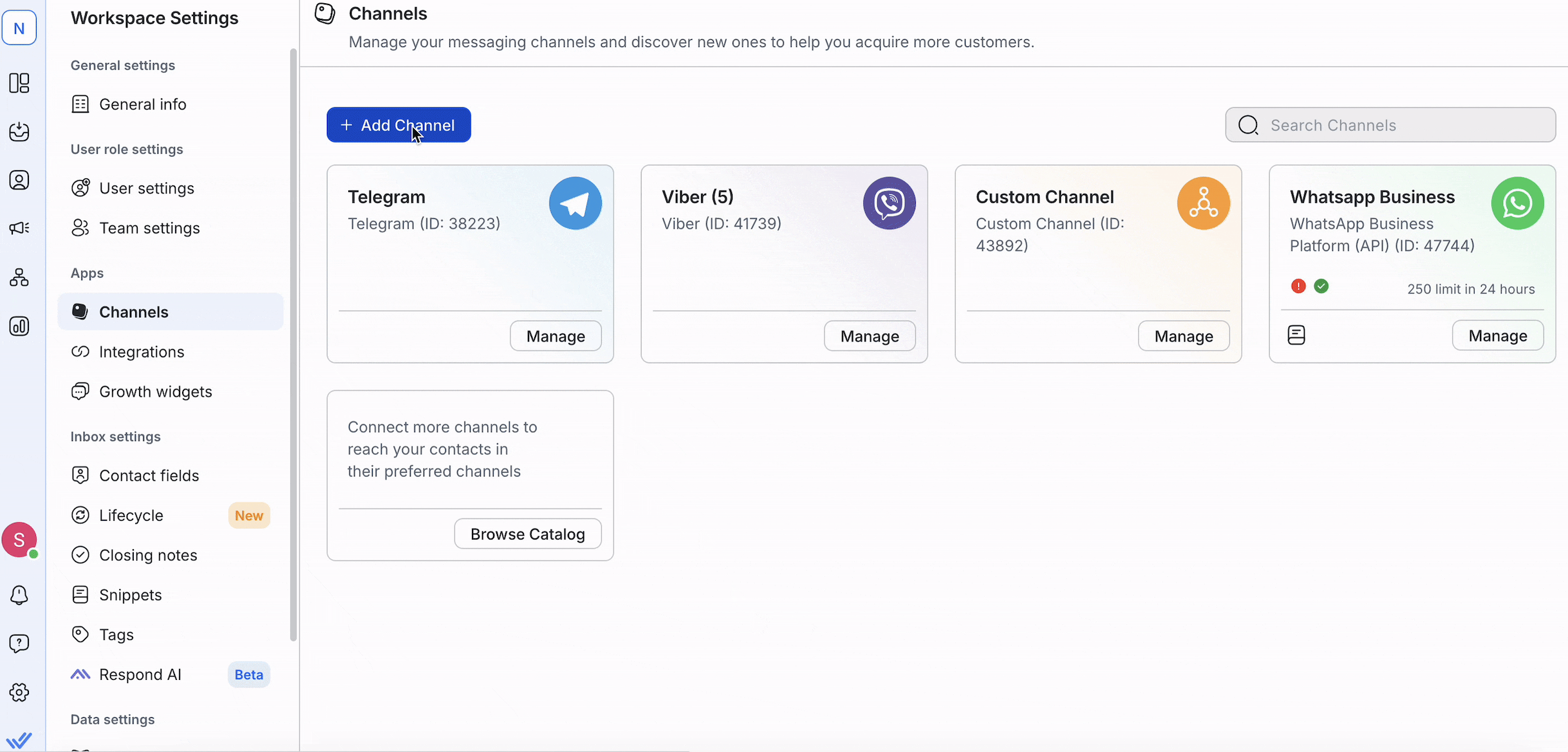 Image showing how to connect respond.io with WhatsApp Business API
