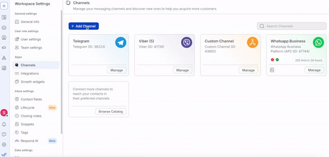 Image showing how to connect respond.io with WhatsApp Business API