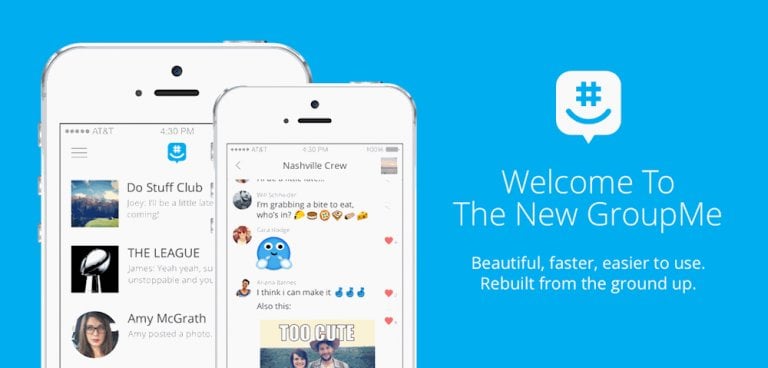 Imagen de dos teléfonos que muestran la interfaz de GroupMe