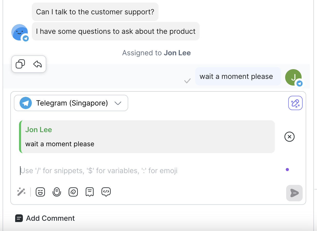 Reply to outgoing message references the outgoing message you are replying to in the message composer.
