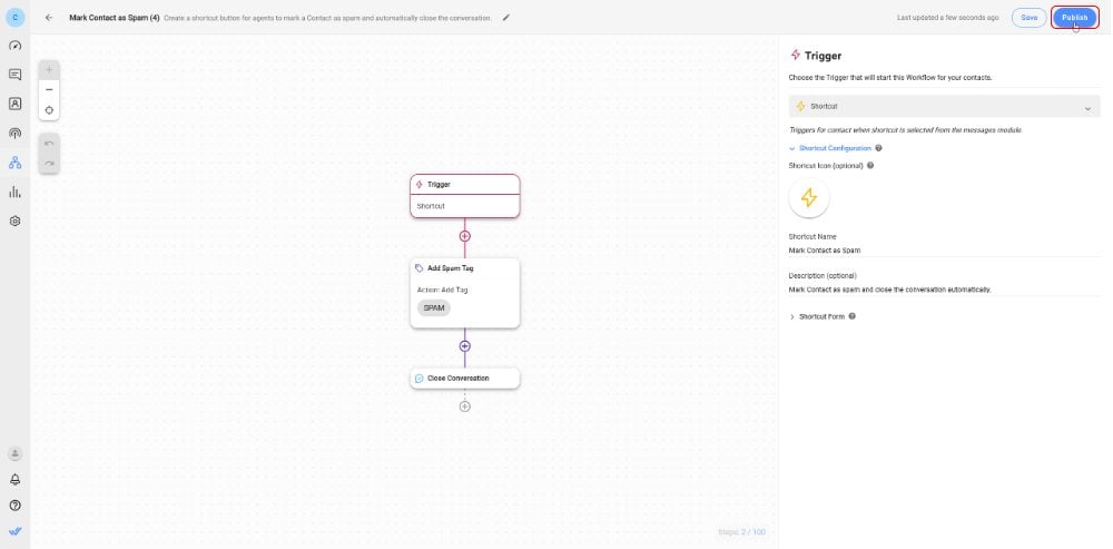 Marquer un client comme spam sur respond.io : Étape 5