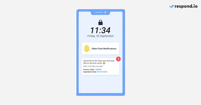 This image shows a visual example of Viber push notifications android or push notifications iOS Viber