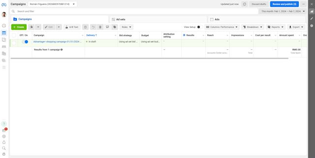 This image shows how to create click-to-messenger ads in the Meta Ads Manager. Start by clicking on the green create button.