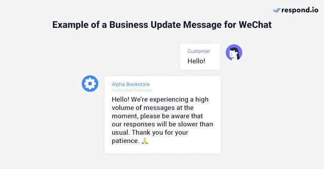 This is an image that shows an example of a business update message for wechat.