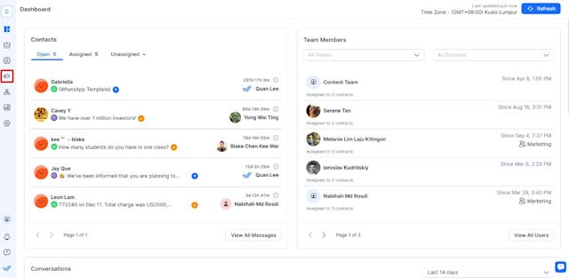 An screenshot of the respond.io platform