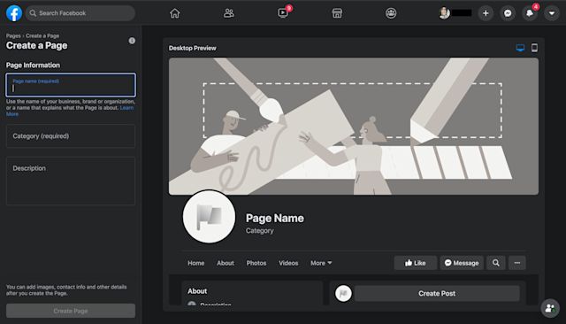 This image shows how to create and configure a Meta page for your business. 