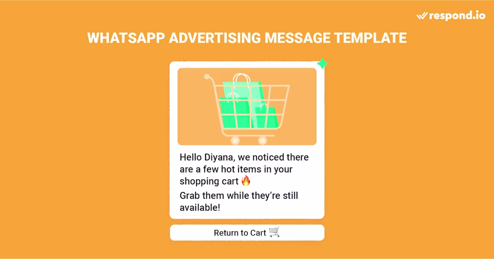 This image shows how one of the WhatsApp marketing messages examples mentioned in the text might look like. It uses interactive and mixed media features like images and a Call-to-Action button to encourage customers to pay attention to the message and engage or respond. This is one of the best practices, alongside segmenting customers by interest and keeping the message short and conversational, as seen in the WhatsApp advertising messages sample above.