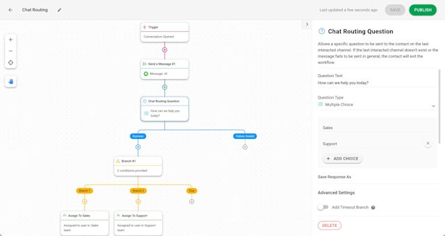 This image describes how to route and connect customers to the right team with Workflows. Chat routing helps reduce solution time and increase customer satisfaction. 