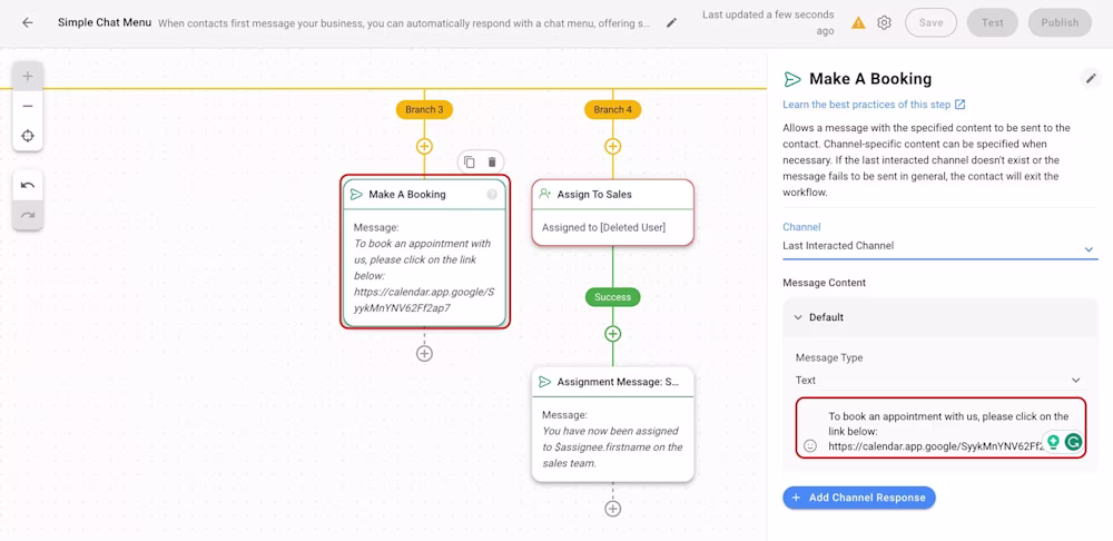 Incluir o link do seu agendamento na sua mensagem