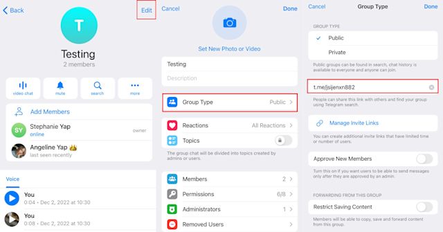 If you have public Telegram Groups, you'll have the added benefit of being able to customize the invite link. This is something you can't do with a private Telegram Groups. However, you can always use a URL shortener.
