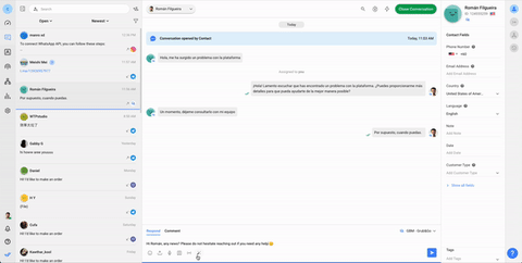 This GIF shows respond.io's AI capabilities for artificial intelligence tools and platforms. Respond.io is one of the main conversational AI startups, and with Respond AI Prompts you can translate your message at the click of a button.
