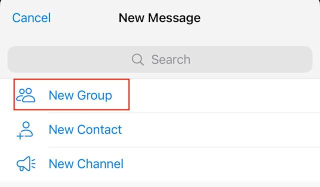 Imagem representando como criar um novo grupo no Telegram.