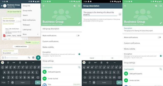 This is an image showing the process of adding a group description 
