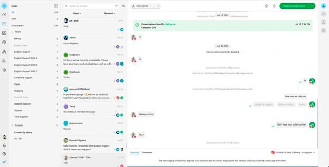 This is a screenshot that shows how an omnichannel inbox looks like