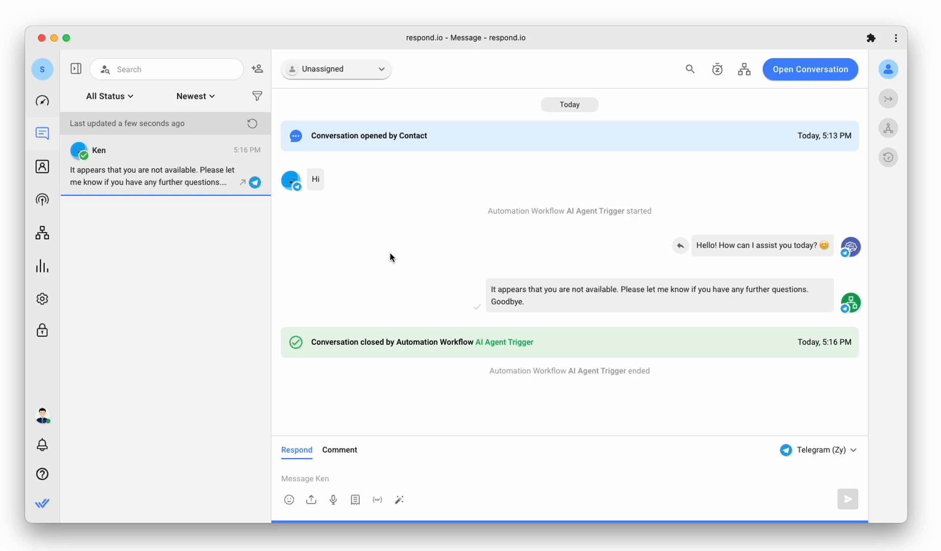 Gif showing an example of of how an AI agent works
