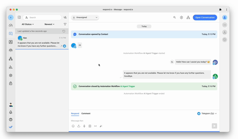 Gif showing an example of of how an AI agent works
