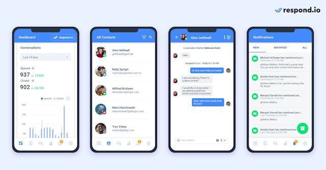 Respond.io mobile app for Telegram Support Chat. The app has all the features available on the desktop, such as Dashboard, Contacts and Messaging to give agents an effortless messaging experience and the convenience of answering messages wherever they are. Agents will receive a push notification every time they receive a new message or when they are assigned new Contacts, allowing them to stay updated and avoid missing messages. To get the respond.io app, download it from Google Play Store for Android and Apple App Store for iOS.