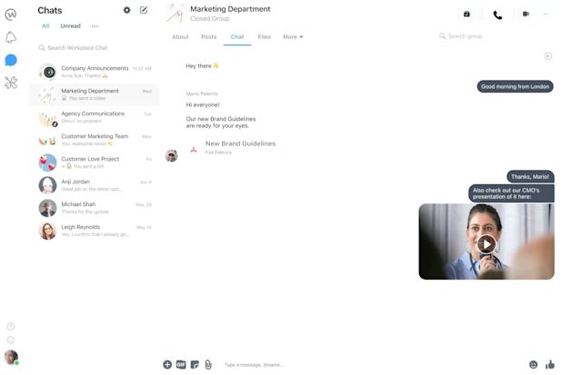 image showing instant messenger software for business Workplace from Meta