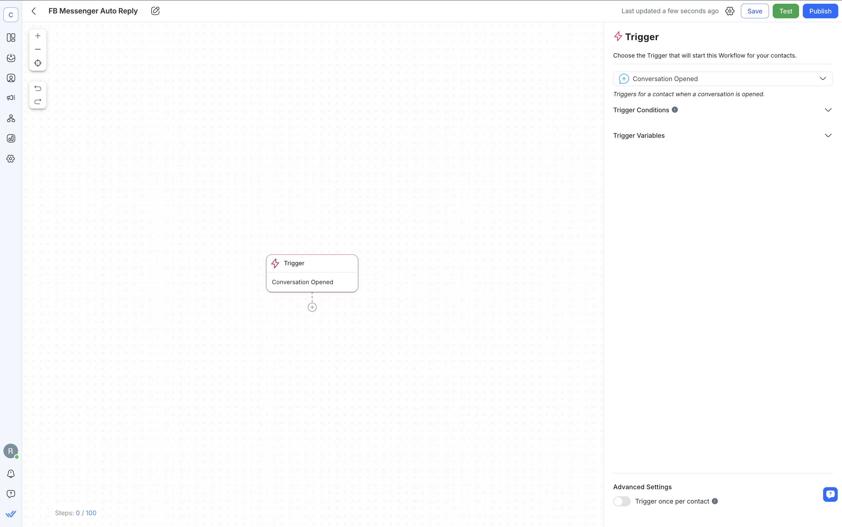 Image depicting the start of a respond.io workflow