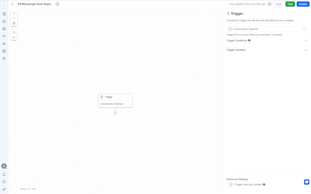 Image depicting the start of a respond.io workflow