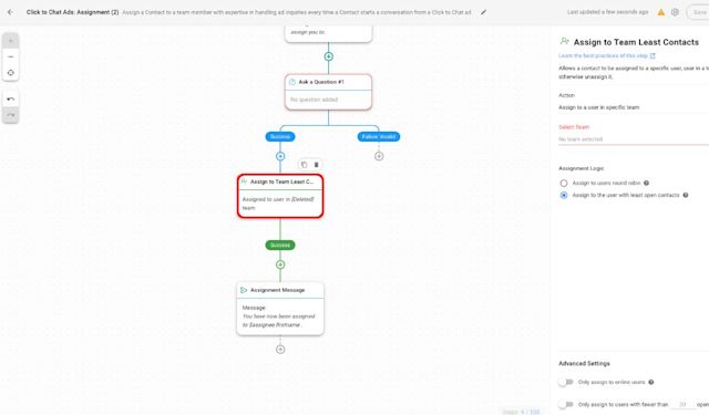 Assign conversations to an agent by configuring it on the right pane