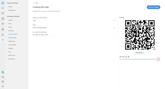 An image showing how to get your Viber URL link with respond.io generator