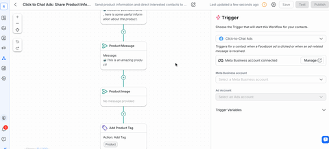 A gif showing how to use WhatsApp chatbot on respond.io to qualify leads before assigning them to agents