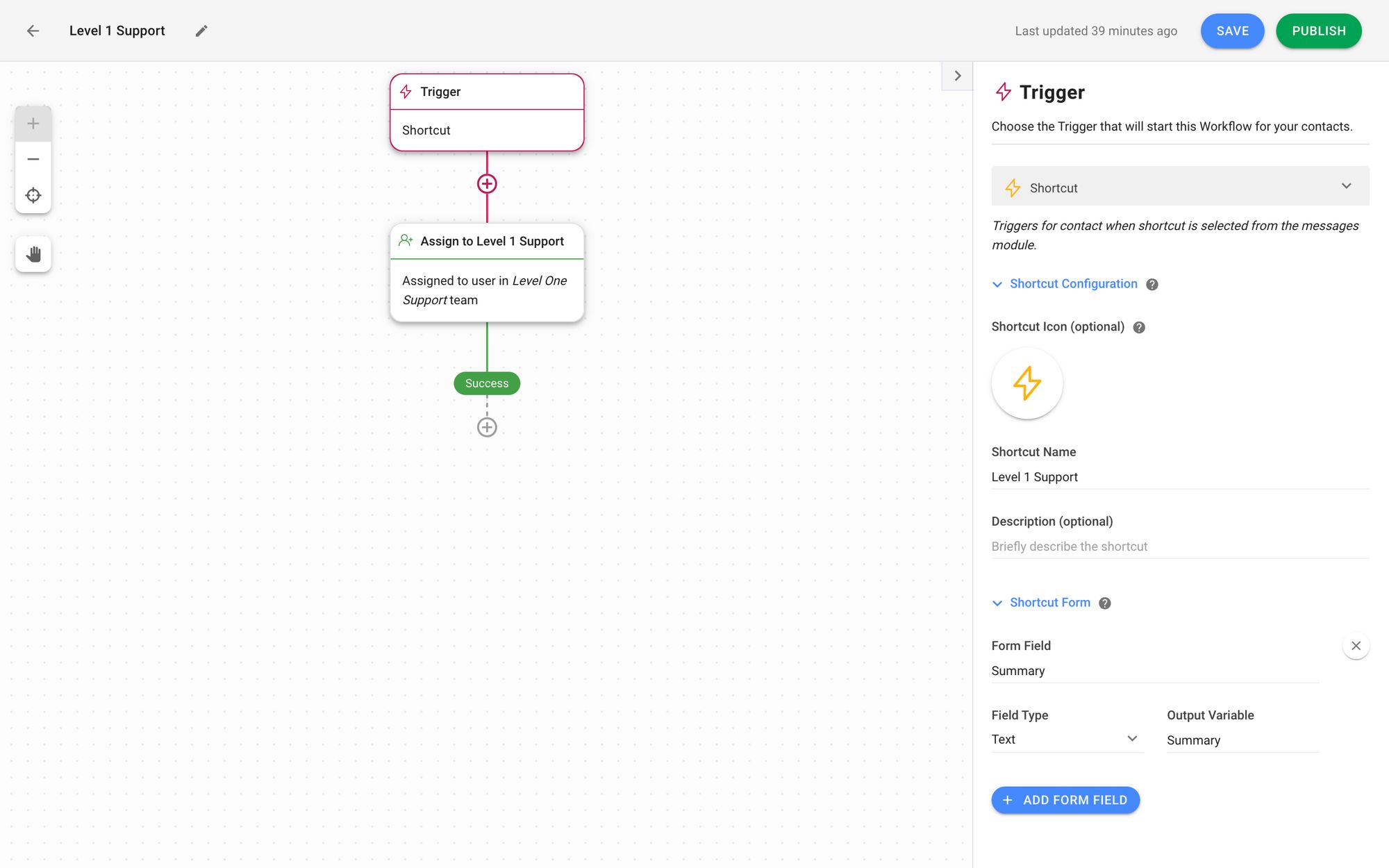 Dies ist ein Bild des Workflow-Moduls auf respond.io