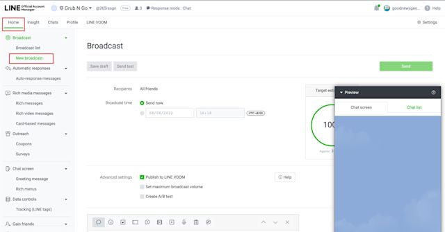 How to Broadcast Message in LINE.