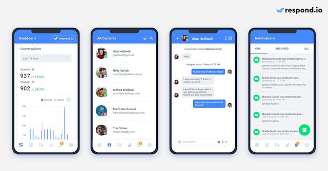 An image showing the respond.io mobile app