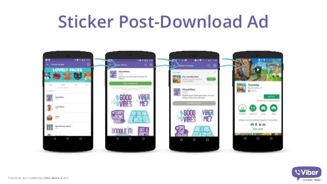 This is an image showing examples of sticker post-download ad