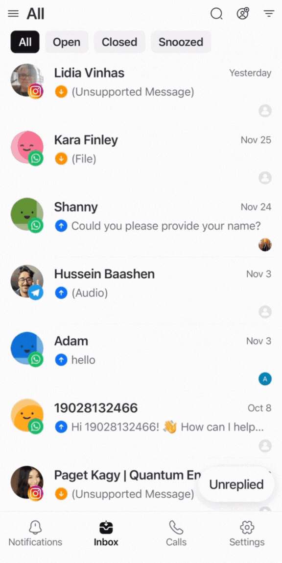 The filters feature on mobile app.