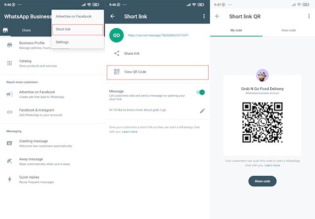 an image showing how to share short links and qr codes