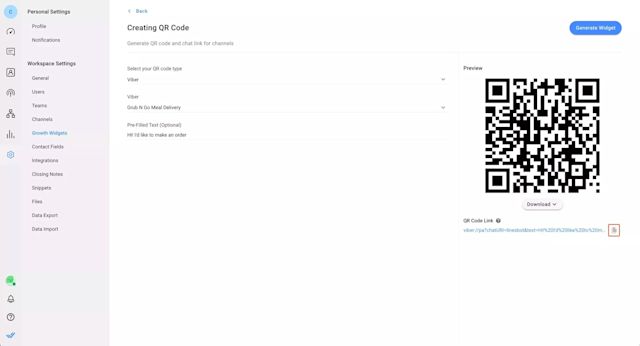 This is a screenshot that shows how to create viber qr code and create pre-filled message. 
