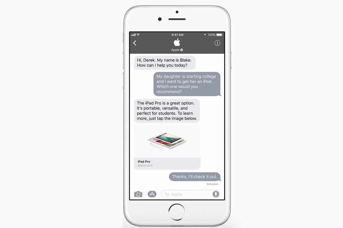 Apple Business Chat, noto in abbreviazione come ABC, lanciato nel 2018 come parte del rilascio iOS 11.3 di Apple. Apple Business Chat offre ai clienti un modo gratuito e conveniente per comunicare con le aziende partecipanti tramite l'app Messaggi in iOS, macOS, watchOS e iPadOS. Un utente può iniziare una conversazione con un business partecipante tramite Apple Maps, Safari, Siri, e Spotlight Search.