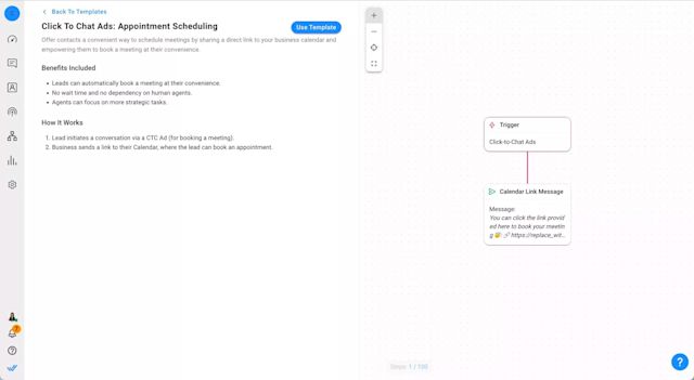 For businesses heavily reliant on appointment scheduling, automating the booking process can be a game-changer, saving valuable time for agents. Leveraging respond.io Workflows, you can seamlessly integrate your click to chat channels with your sales team's calendar app.