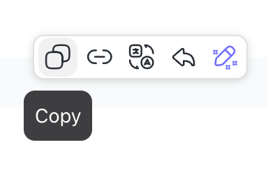 Copy option in message actions menu.