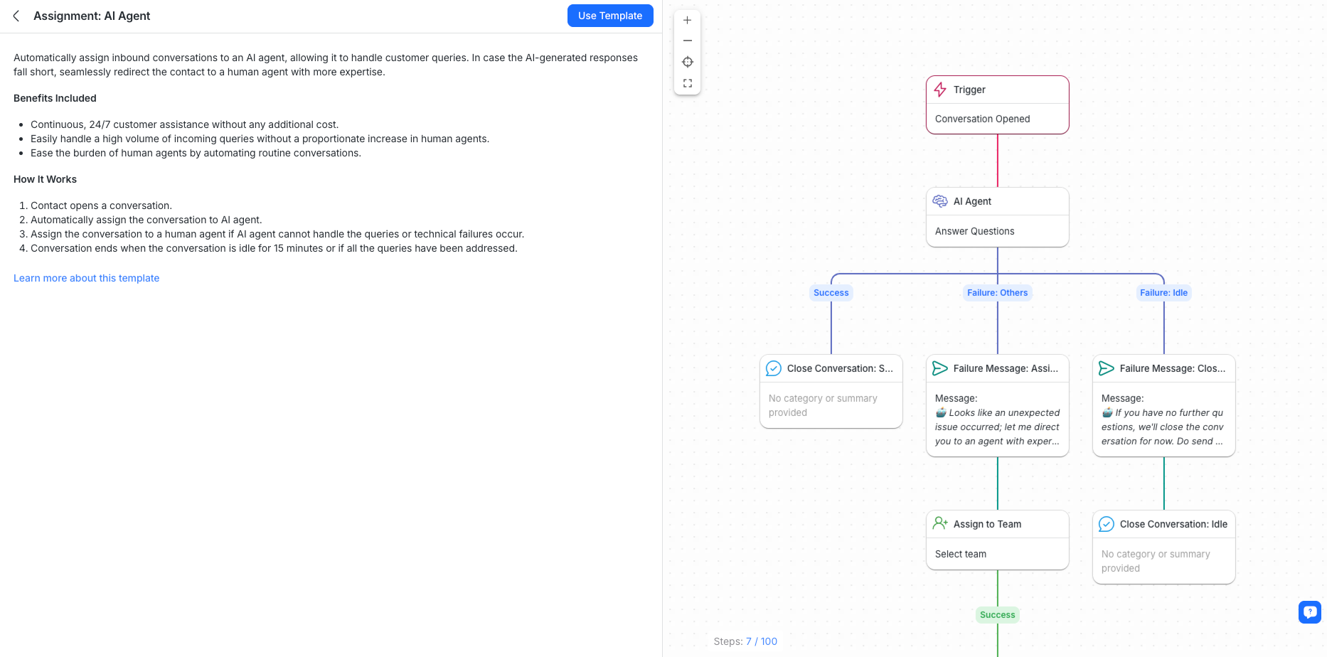 An image showcasing respond.io’s AI Agent integrated into a workflow setup, illustrating how it automatically responds to incoming chats. The workflow builder highlights AI Agent as a key step, handling customer inquiries without human intervention. The visual demonstrates AI-powered automation in action, where AI-generated responses engage users, routes conversations and provides instant support—streamlining customer interactions within the respond.io platform.