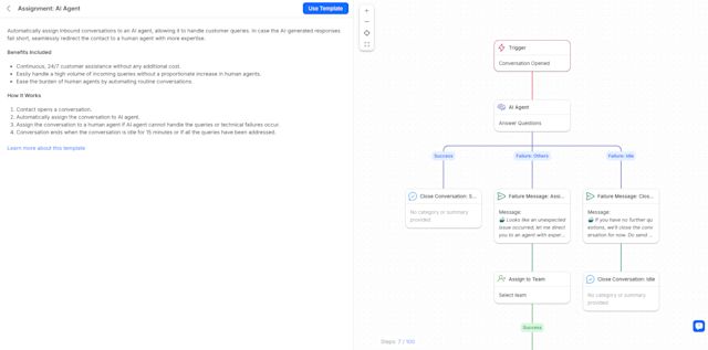 An image showcasing respond.io’s AI Agent integrated into a workflow setup, illustrating how it automatically responds to incoming chats. The workflow builder highlights AI Agent as a key step, handling customer inquiries without human intervention. The visual demonstrates AI-powered automation in action, where AI-generated responses engage users, routes conversations and provides instant support—streamlining customer interactions within the respond.io platform.