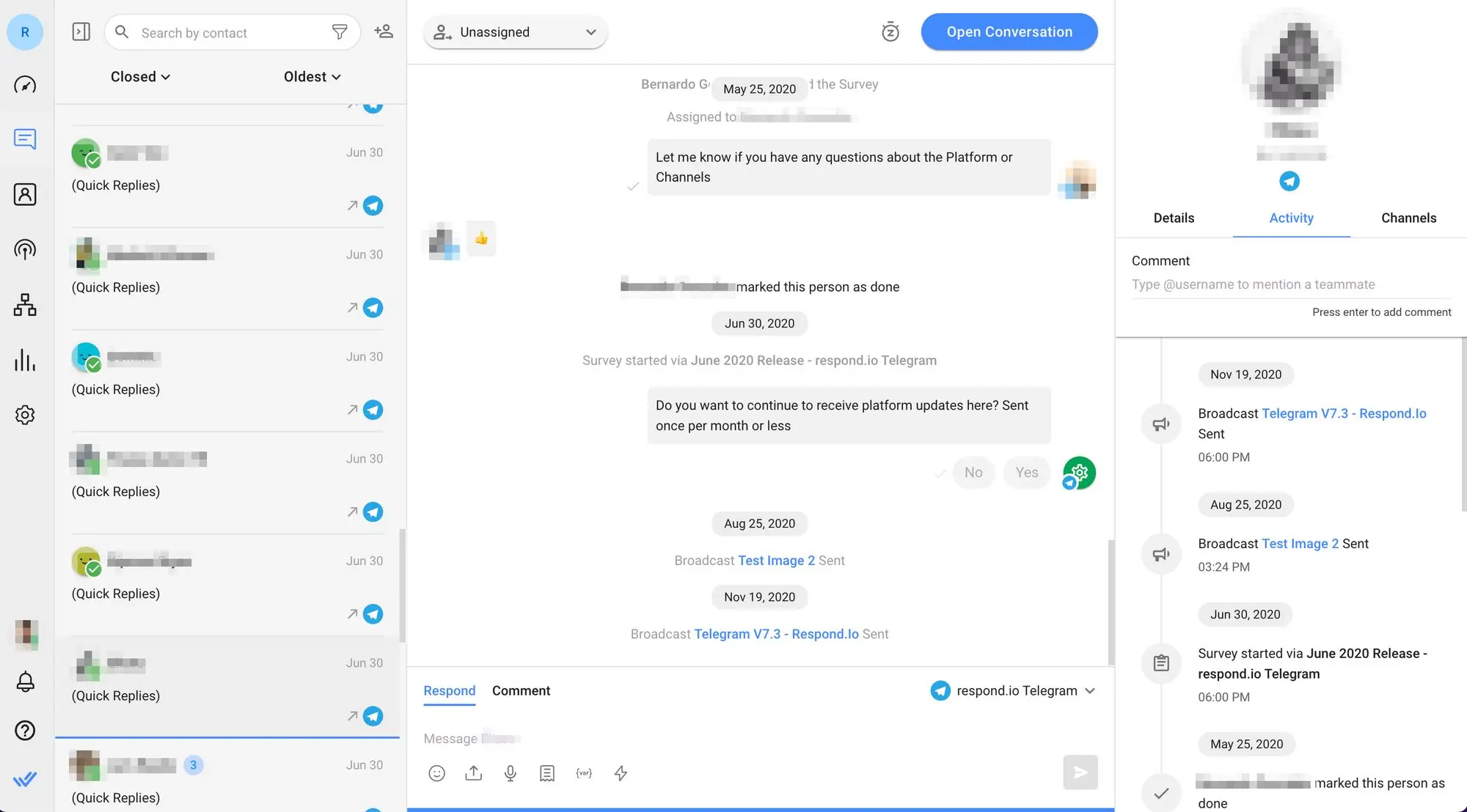 Questa immagine mostra la risposta. o omnichannel Modulo di messaggistica, che è possibile utilizzare per inviare Telegram pop-up notifiche, così come notifiche push attraverso altri canali di messaggistica 