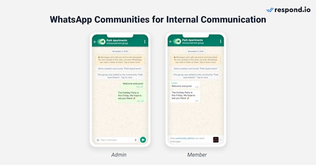 This image shows how to use this feature for internal communication. The announcement group comes in handy for important information from the company’s director or human resources.