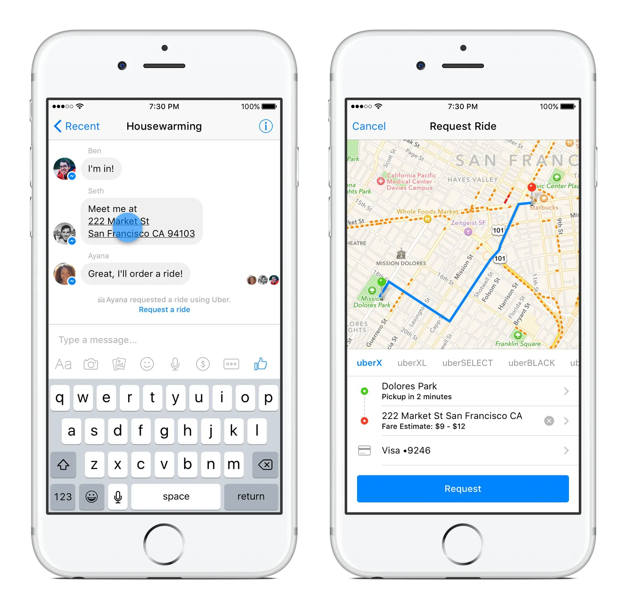 Uber trên Facebook Messenger