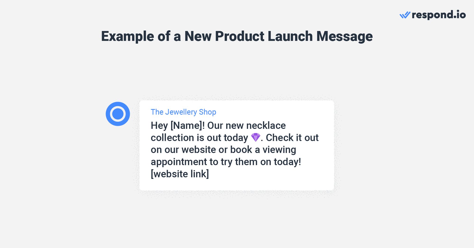 This is an image that shows an example of how businesses can send a new product launch message to their customers. 