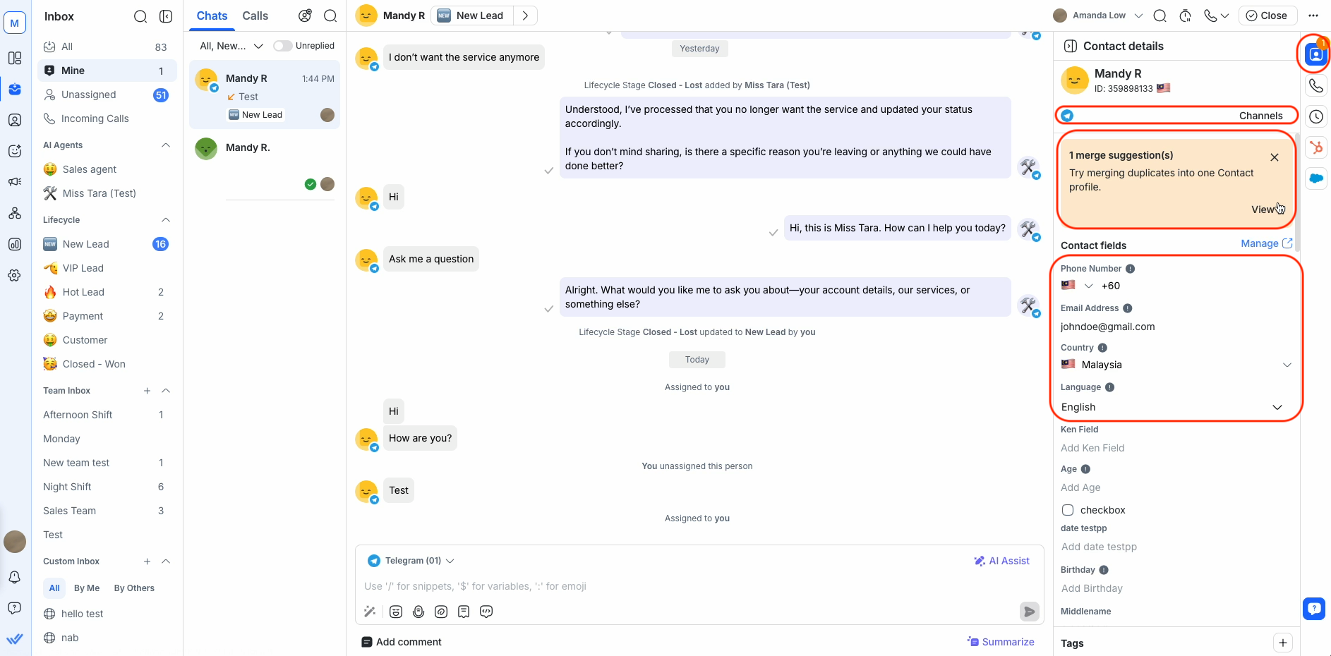 Managing Contacts in Inbox