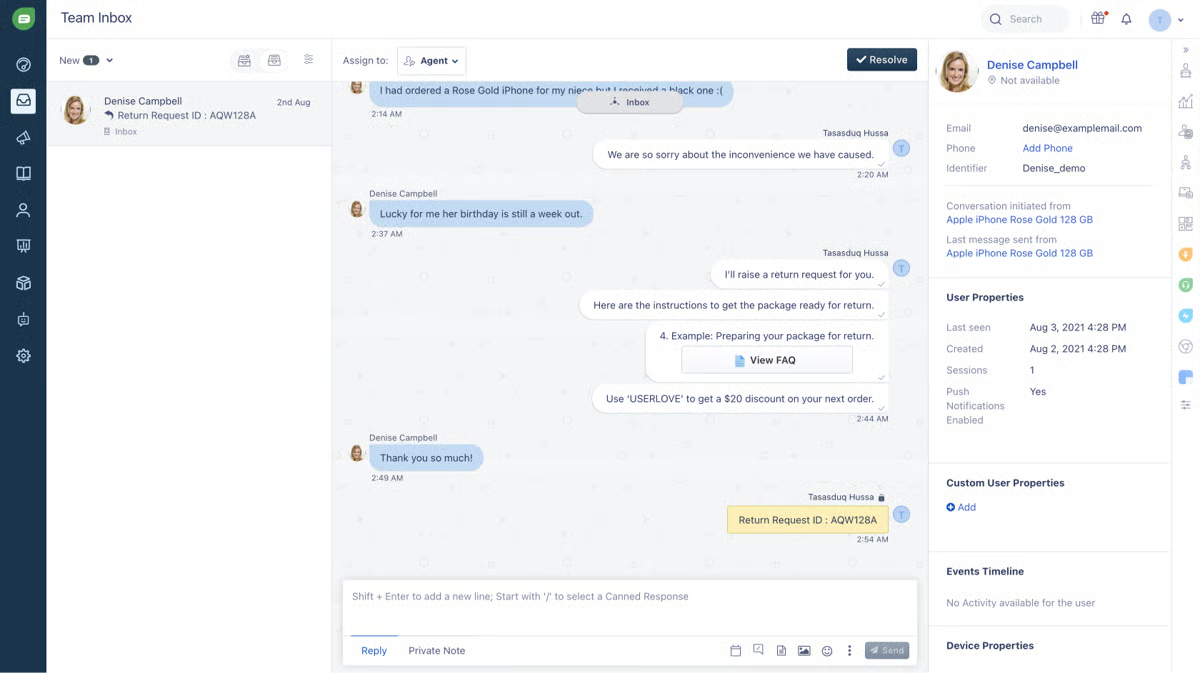 Image depicting the user interface of Freshchat. 
