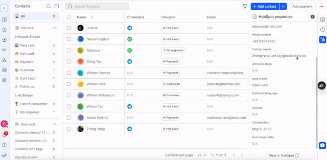 an image showing CRM integration with WhatsApp API on respond.io