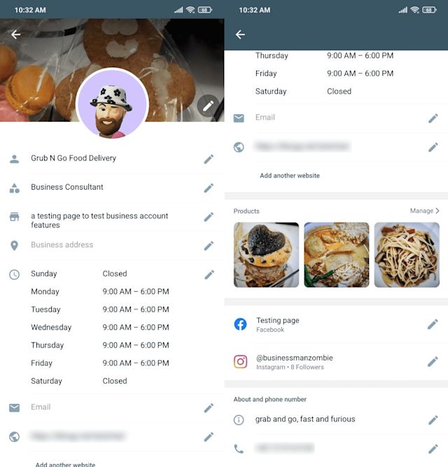 an image of a WhatsApp Business App profile