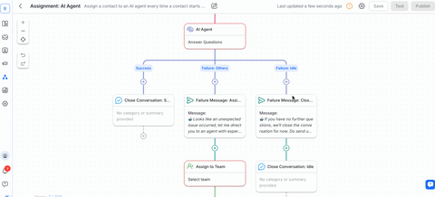 A gif showing how to set up Respond.io's AI Agent to answer customer questions